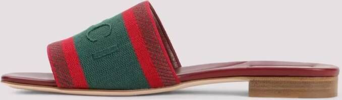 Gucci Sandalen Open-Toe Red Leather Sandals in meerkleurig