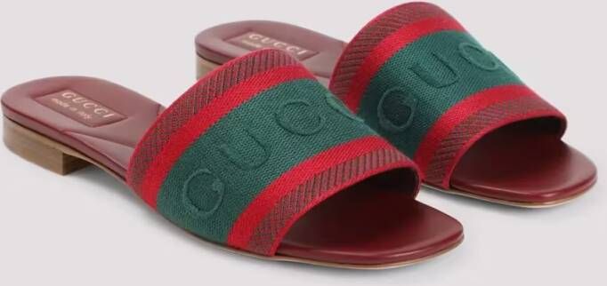Gucci Sandalen Open-Toe Red Leather Sandals in meerkleurig
