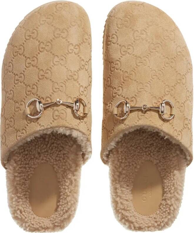 Gucci Slippers & Mules GG Suede Mules in beige