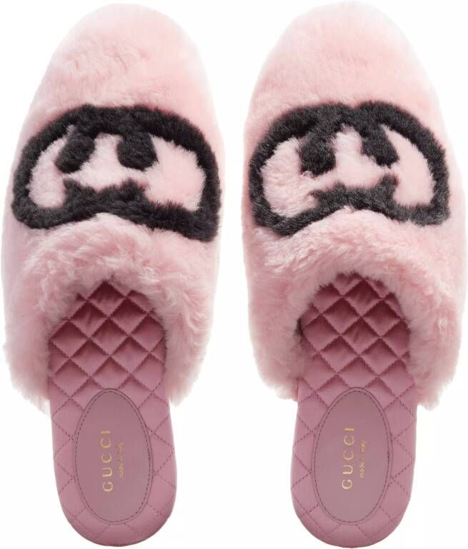 Gucci Slippers Interlocking G Slippers in poeder roze