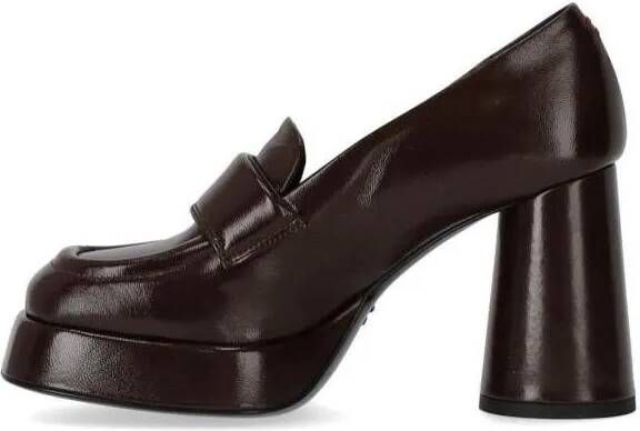Halmanera Hoge hakken Glaze Dark Brown Heeled Loafer in bruin