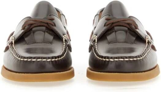 Hereu Brown Calf Leather Boat Moccasins in bruin