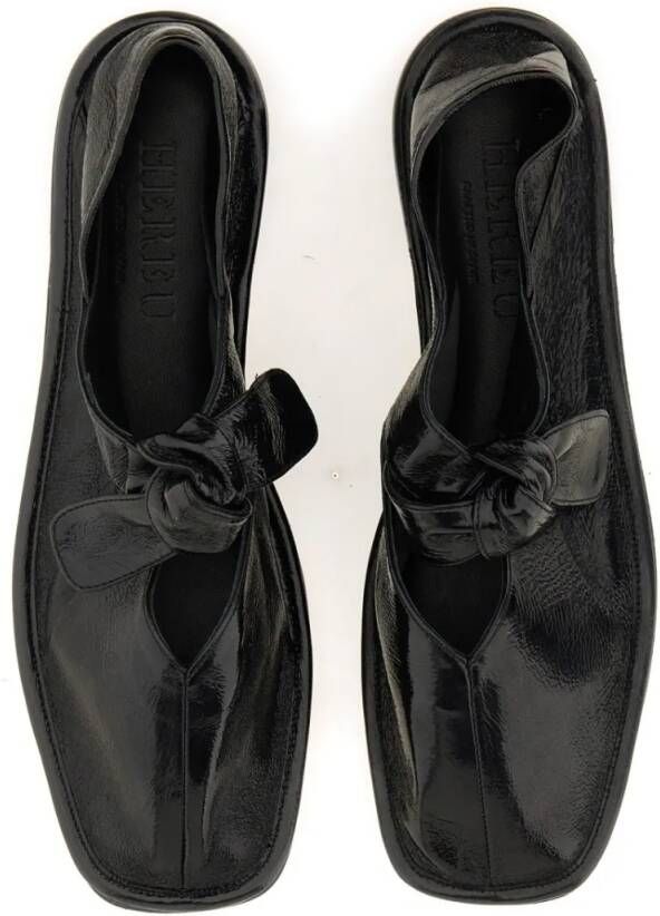 Hereu Crinkled Lambskin Shoes With Knot Detail in zwart