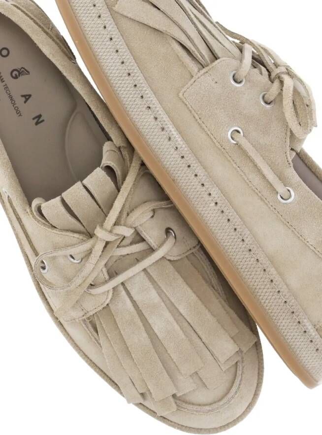 Hogan Beige H683 Suede Leather Loafers in beige