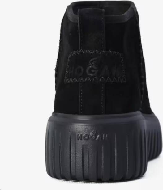 Hogan Boots Black Ankle Boots With Soft Suede Upper in zwart