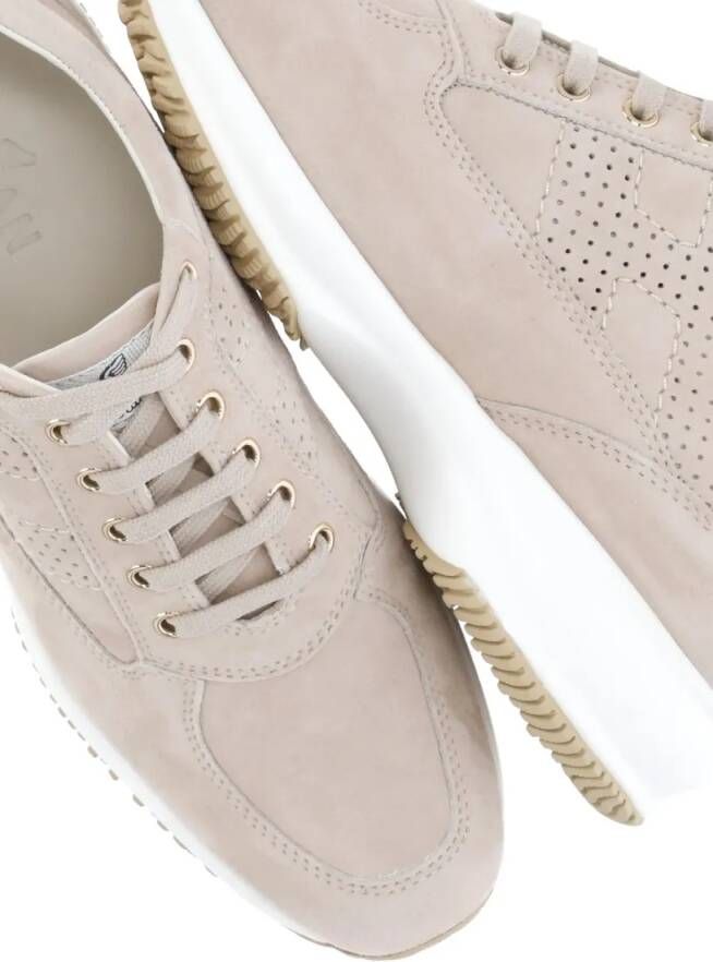 Hogan Low-Top Sneakers Beige Interactive Suede Leather Sneakers in beige