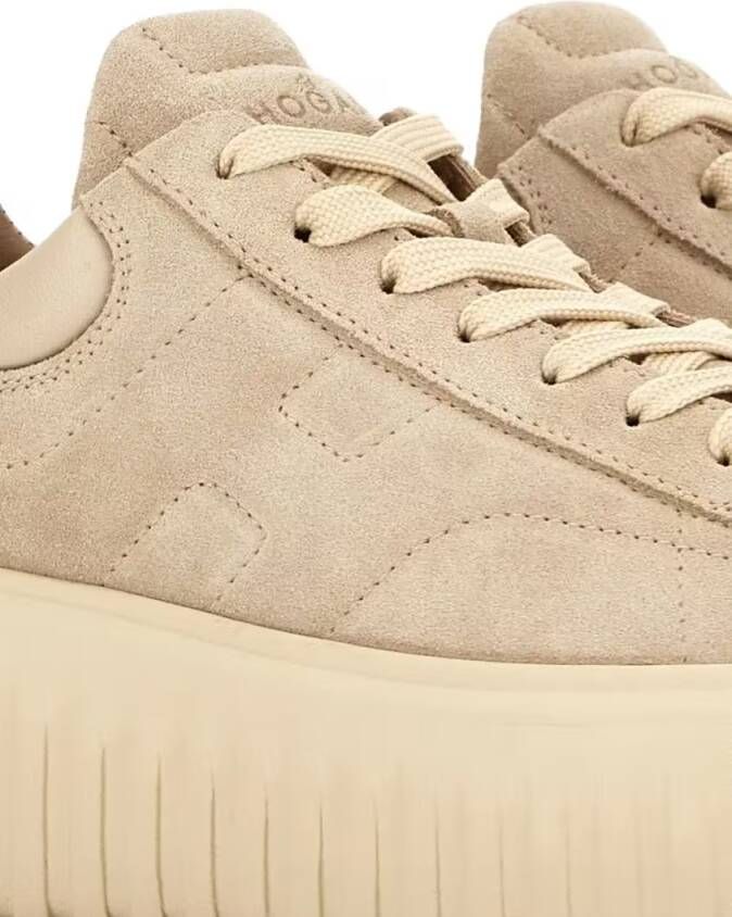 Hogan Low-Top Sneakers Beige Suede Sneakers With Lace-Up Front in beige
