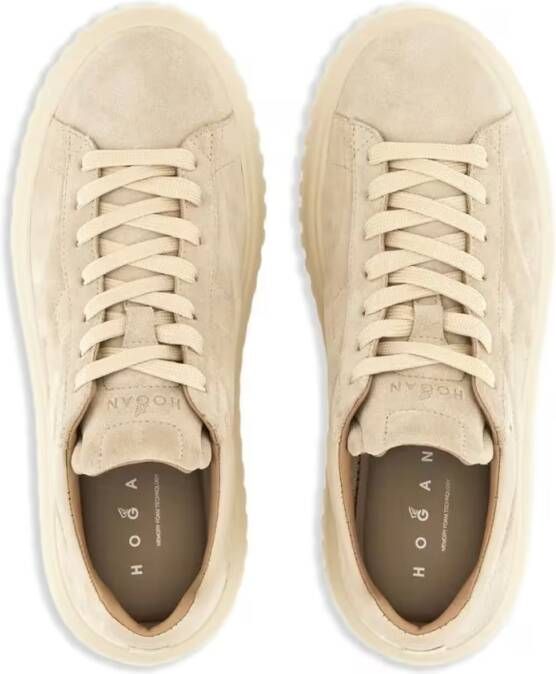Hogan Low-Top Sneakers Beige Suede Sneakers With Lace-Up Front in beige