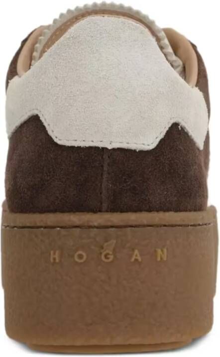 Hogan Low-Top Sneakers Brown Suede Sneakers With Platform Sole And Textur in bruin