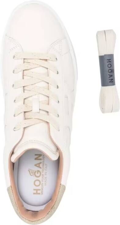 Hogan Low-Top Sneakers Glitter-Detail Leather Sneakers With Embossed Logo in wit