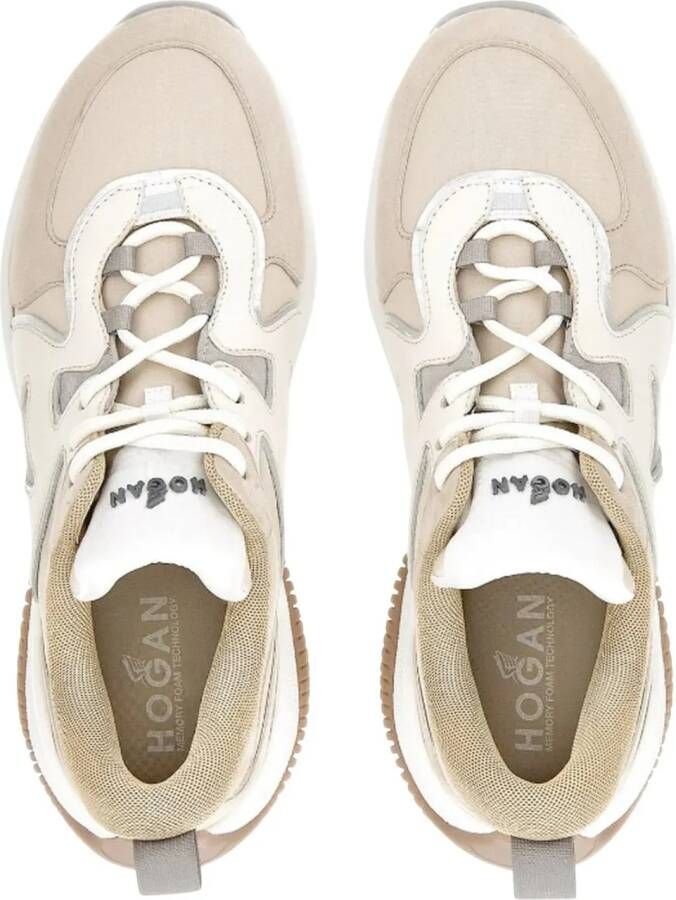Hogan Low-Top Sneakers H597 In Camoscio Panna E Beige in wit