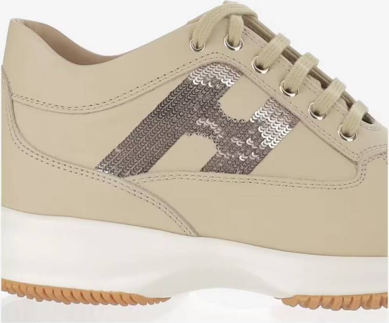 Hogan Low-Top Sneakers Interactive Leather Sneakers in beige