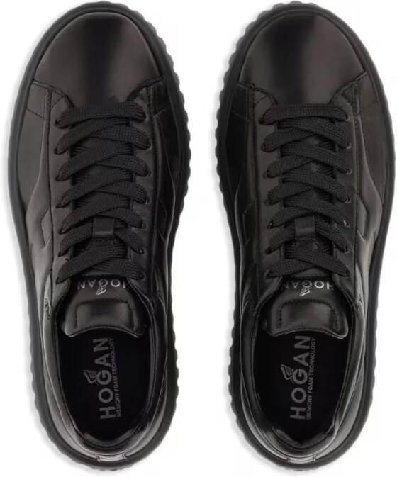 Hogan Low-Top Sneakers Minimalist Black Leather Sneakers With Thick Platf in zwart