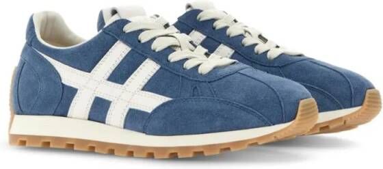 Hogan Low-Top Sneakers Soft Suede Sneakers With Contrasting Stripes in blauw