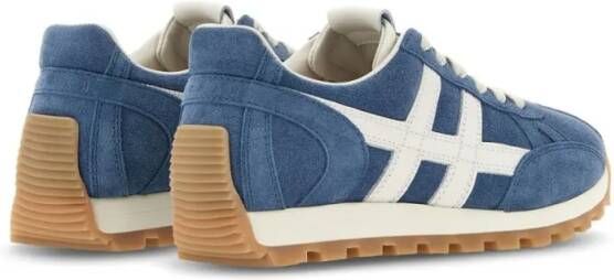 Hogan Low-Top Sneakers Soft Suede Sneakers With Contrasting Stripes in blauw