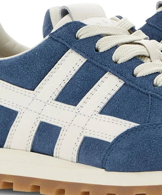 Hogan Low-Top Sneakers Soft Suede Sneakers With Contrasting Stripes in blauw