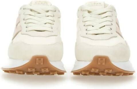 Hogan Low-Top Sneakers Textured Leather Sneakers in beige