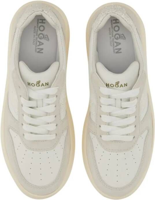 Hogan Low-Top Sneakers Textured Leather Sneakers in grijs