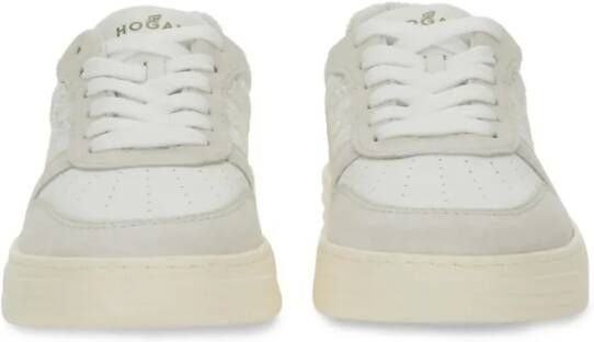 Hogan Low-Top Sneakers Textured Leather Sneakers in grijs