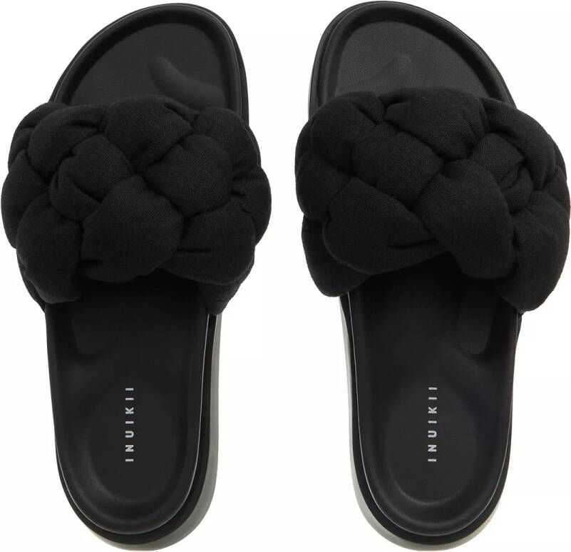 INUIKII Slippers Oversized Lino Braid in zwart