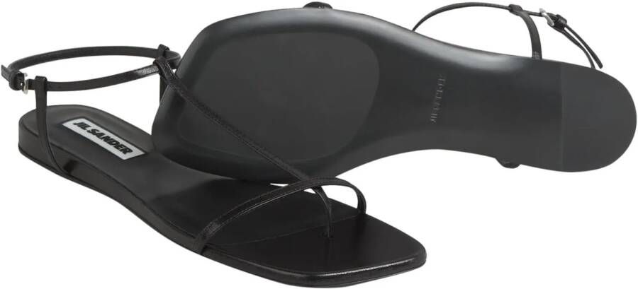 Jil Sander Ballerinas Flat Leather Sandals in zwart