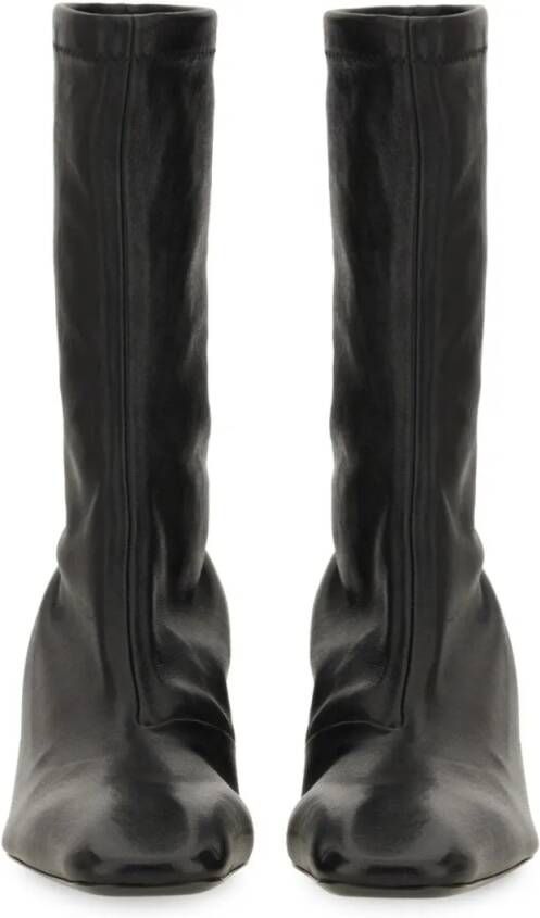 Jil Sander Boots Ankle-High Leather Boots With Sculptural Heel in zwart