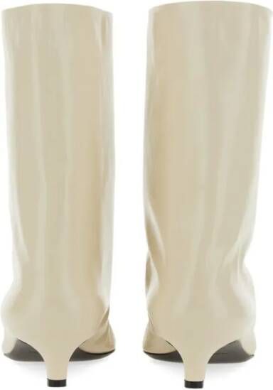 Jil Sander Boots Mid-Calf Heeled Boots With Glossy Finish in beige