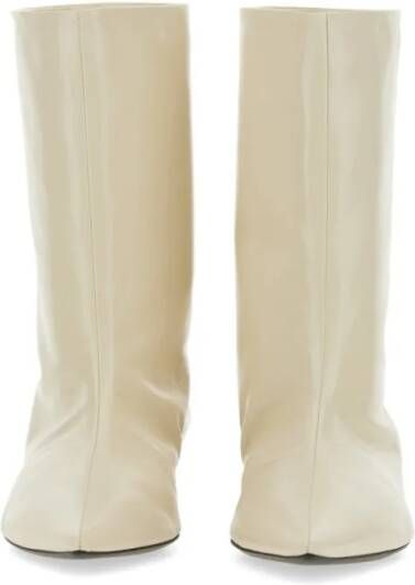 Jil Sander Boots Mid-Calf Heeled Boots With Glossy Finish in beige