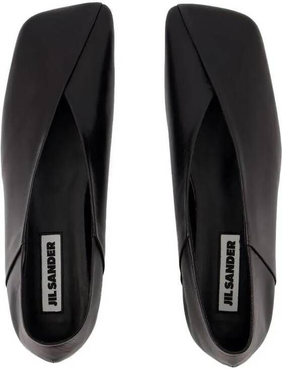 Jil Sander Loafers Ballerinas Leather Black in zwart