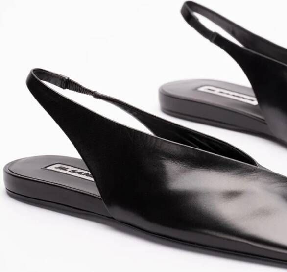 Jil Sander Pointed Toe Ballerinas With Slingback Strap in zwart