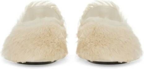 Jil Sander Pointed-Toe Low Calfskin Slipper With Textured Fin in beige