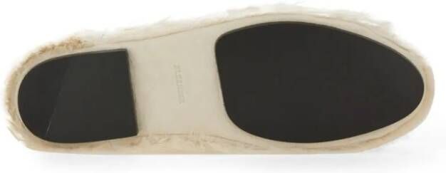 Jil Sander Pointed-Toe Low Calfskin Slipper With Textured Fin in beige