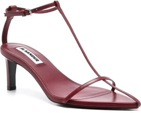 Jil Sander Sandalen Burgundy Leather Sandal With Ankle Strap in rood