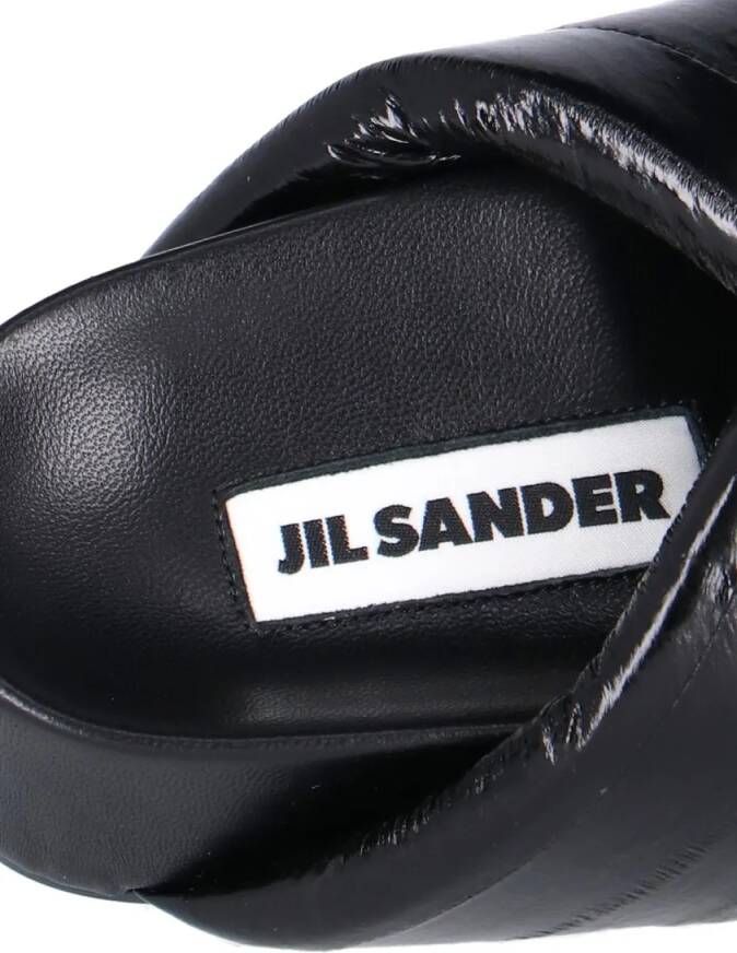 Jil Sander Sandalen Crisscross Black Leather Sandals in zwart