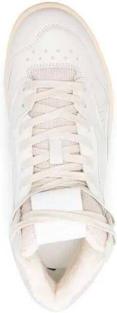 Jil Sander Low-Top Sneakers Beige High-Top Sneakers With Leather Inserts And E in wit