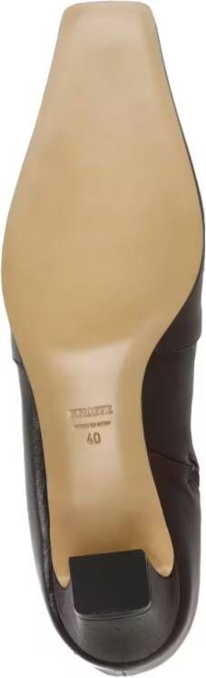 Khaite Boots Brown Leather Ankle Boots With Squared Toe in bruin