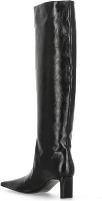 Khaite Boots High-Shaft Leather Boots With Glossy Finish in zwart