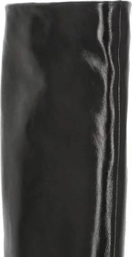 Khaite Boots High-Shaft Leather Boots With Glossy Finish in zwart