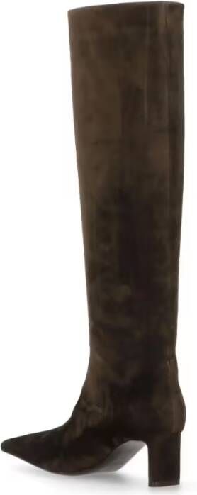 Khaite Boots Knee-High Brown Suede Leather Boots in bruin