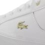 Lacoste Logo Sneakers Mat Leer Zijlabel In reliëf Brede Zool White Dames - Thumbnail 26