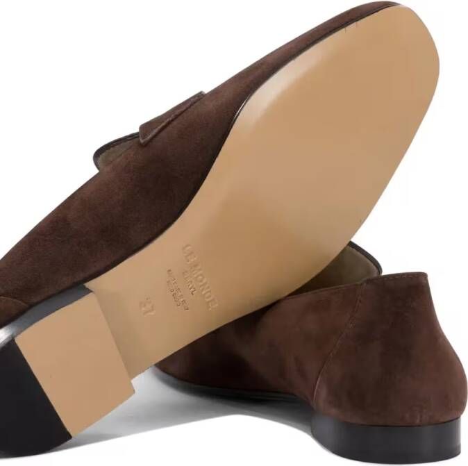 Le Monde Beryl Brown Suede Loafers With Silhouette in zwart
