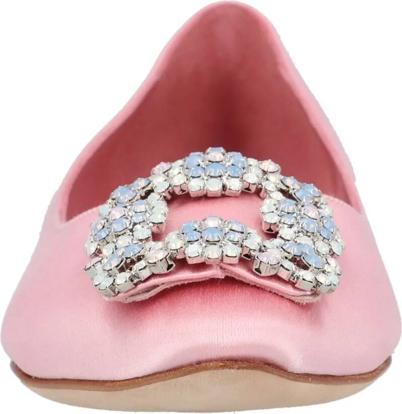 Manolo Blahnik Hangisi Ballerinas Pink in roze