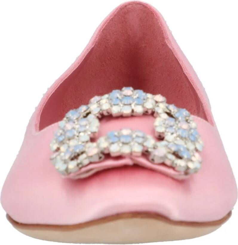 Manolo Blahnik Hangisi Ballerinas Pink in roze