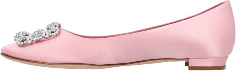 Manolo Blahnik Hangisi Ballerinas Pink in roze