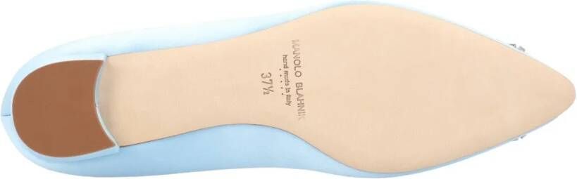 Manolo Blahnik Hangisi Flat Blue in blauw
