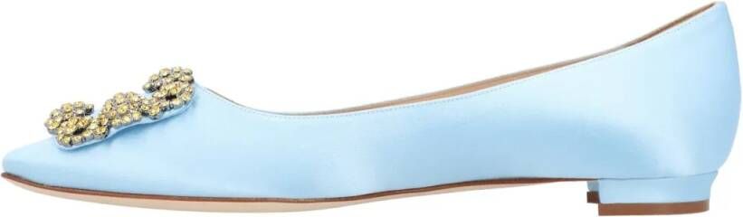 Manolo Blahnik Hangisi Flat Blue in blauw