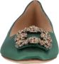 Manolo Blahnik Hangisi Flat Green in groen - Thumbnail 3