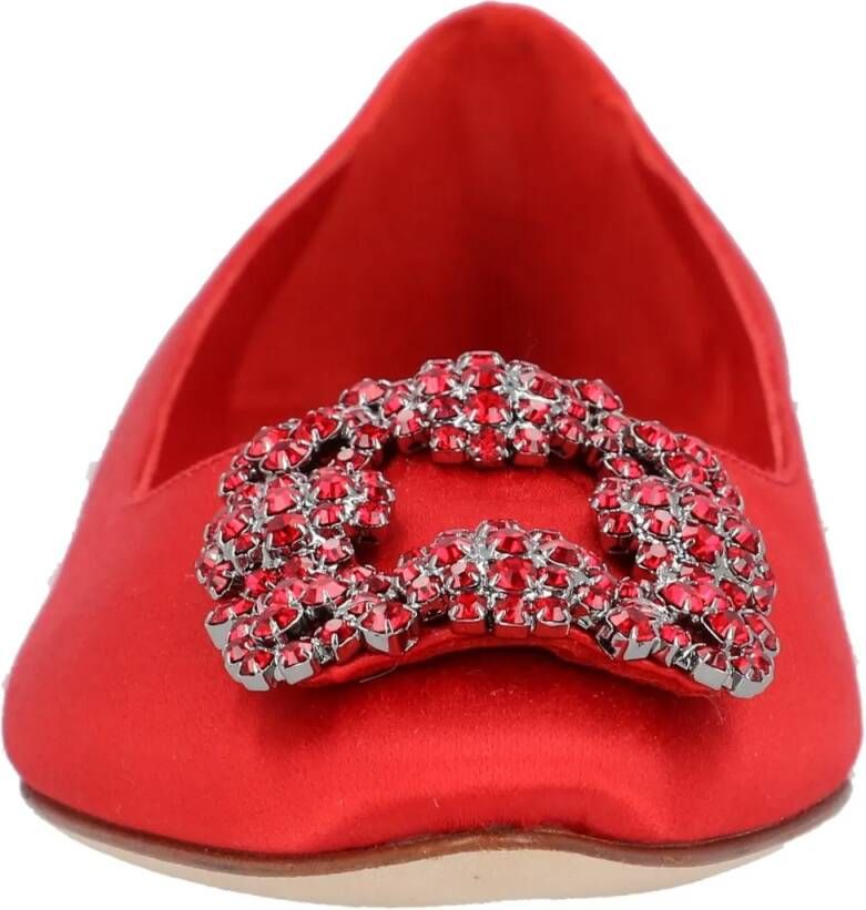 Manolo Blahnik Hangisi Flat Red in rood