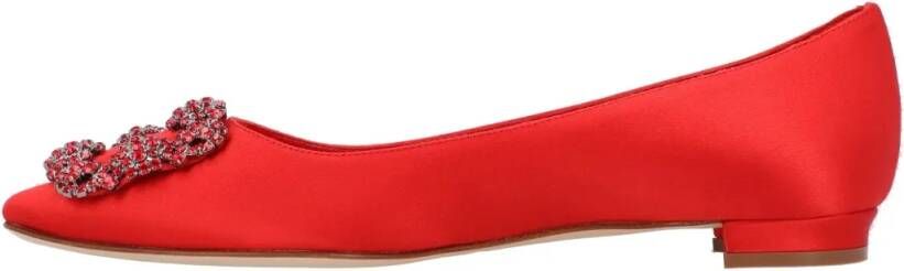 Manolo Blahnik Hangisi Flat Red in rood