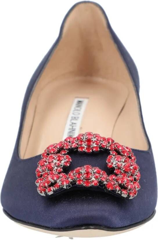 Manolo Blahnik Hoge hakken Hangisi 050 Pump Blue in blauw